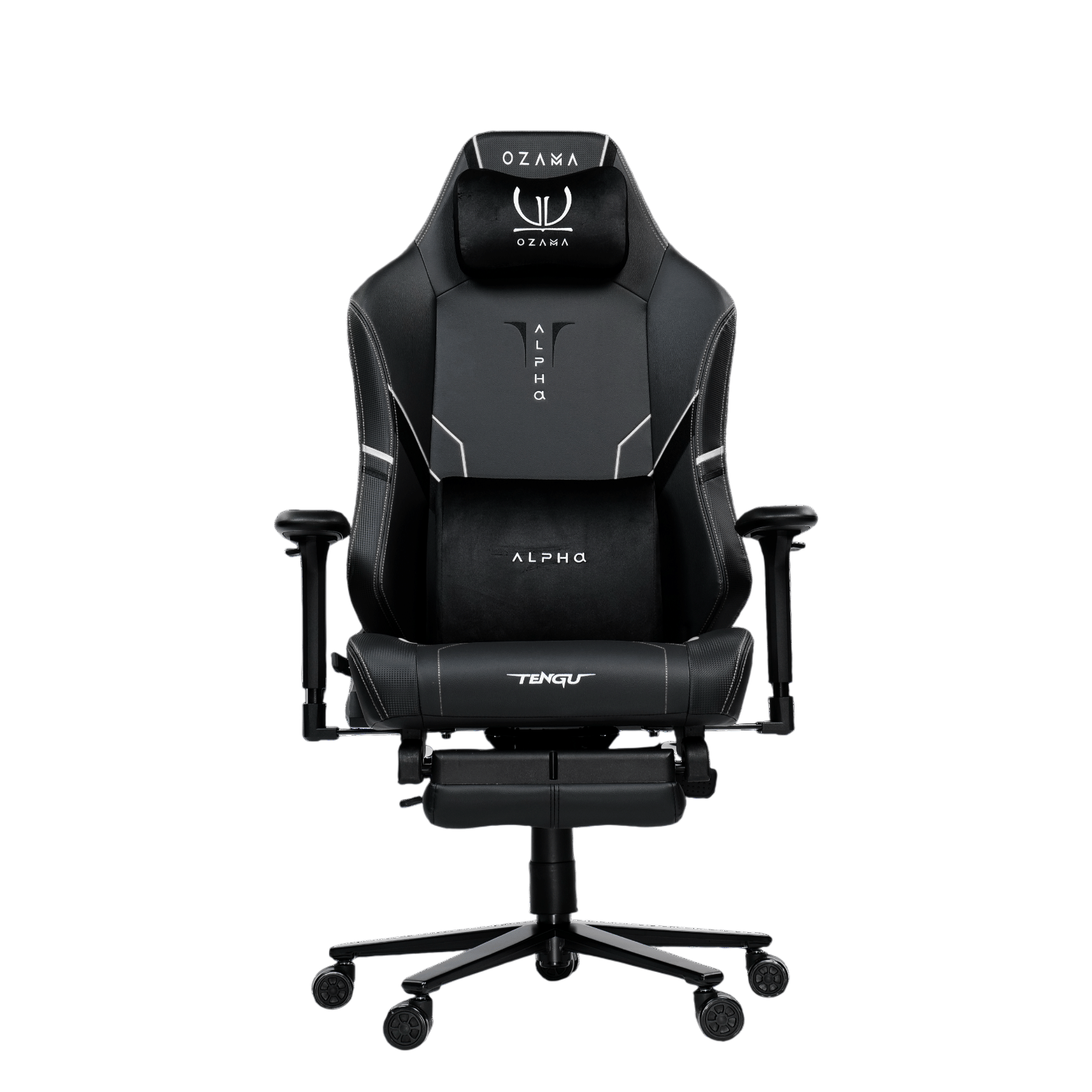 เก้าอี้เกมมิ่ง OZAMA ภายใต้แบรนด์ TENGUGAMINGGEARS รุ่น ALPHA TITAN (CH-APT-L-BKF) สีดำ เบาะหนัง มีที่พักเท้า_0